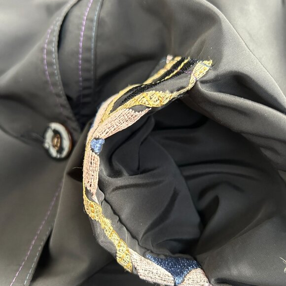 Custo Barcelona Women Black Embroidered Coat Jacket Large Double Breasted Button - Picture 4 of 9